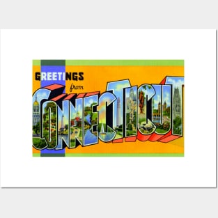 Greetings from Connecticut - Vintage Large Letter Postcard Posters and Art